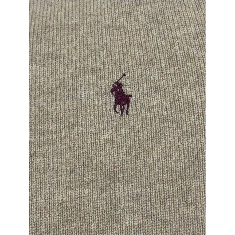 Vintage Polo Ralph Lauren Mens Lambswool V Neck Sweater Camel Sz L Heritage Prep - Picture 2 of 6